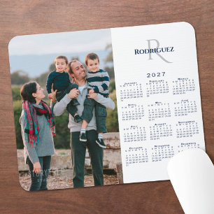 Tapis De Souris Calendrier 2027 Photo personnalisée Monogramme Nom