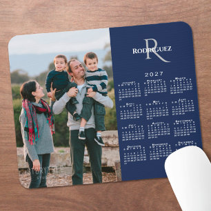 Tapis De Souris Calendrier 2027 Photo personnalisée Monogramme Nom