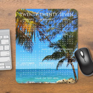 Tapis De Souris Calendrier 2027 Plage Tropicale ou Votre Photo & T