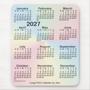Tapis De Souris Calendrier 2027 Rainbow Cloud - gros caractères p