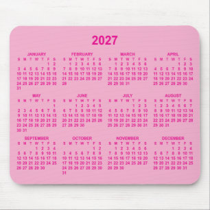 Tapis De Souris Calendrier 2027 Rose Clair et Chaud