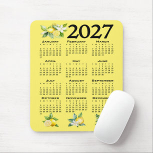 Tapis De Souris Calendrier 2027 Style Italien Citrons Jaunes