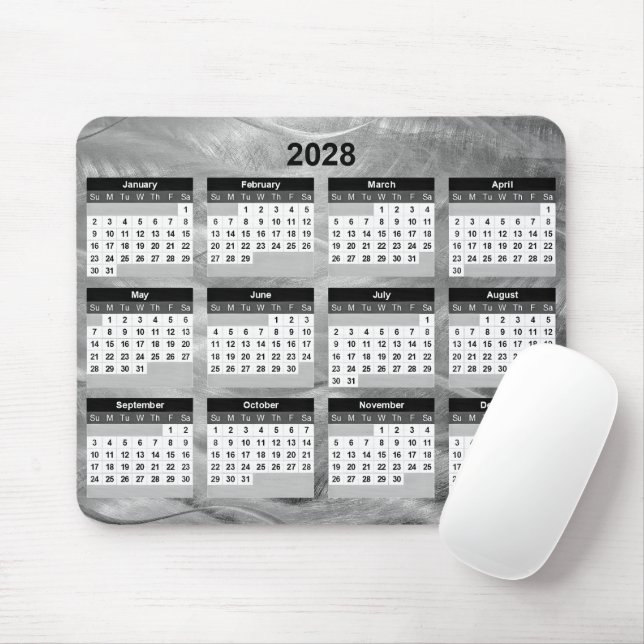 Tapis De Souris Calendrier 2028 Acier Brossé Abstrait Ondulé (Avec souris)