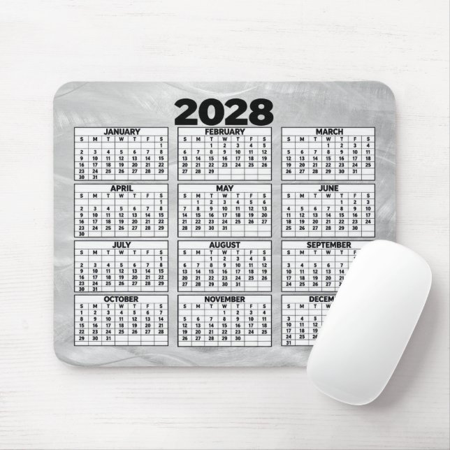 Tapis De Souris Calendrier 2028 Acier Brossé Abstrait Ondulé (Avec souris)
