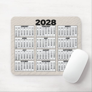 Tapis De Souris Calendrier 2028 avec fond de sable de plage