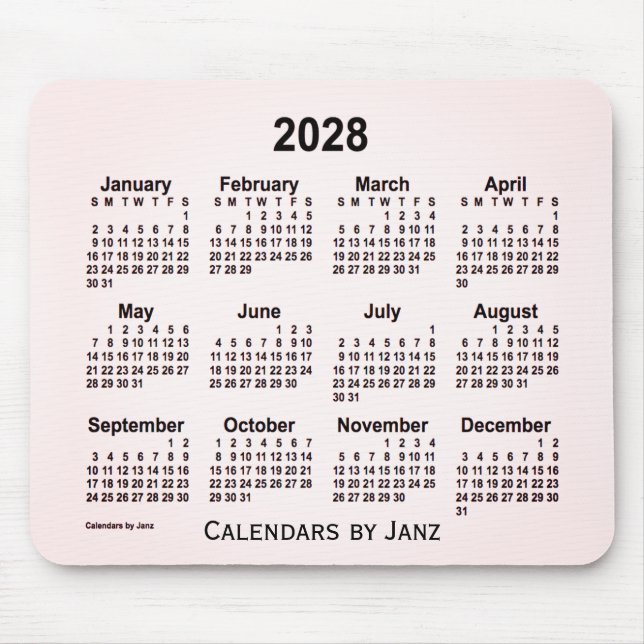 Tapis De Souris Calendrier 2028 Sangria Smoke par Janz Mouse Pad (Devant)