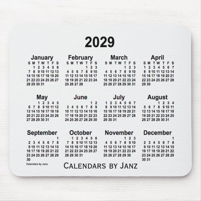 Tapis De Souris Calendrier 2029 de la fumée blanche par Janz Mouse (Devant)