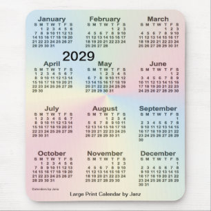 Tapis De Souris Calendrier 2029 Rainbow Cloud - gros caractères p