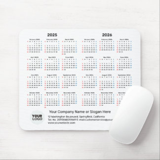 Tapis De Souris Calendrier 2 année 2025 - 2026 Cadeau corporatif D
