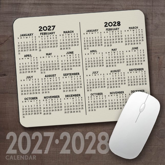 Tapis De Souris Calendrier 2 ans - vue annuelle (2027 2028 Calendar Mousepad)