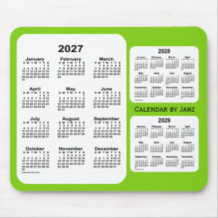 Tapis De Souris Calendrier 3 ans Jaune Vert 2027-2029 par Janz