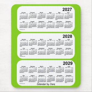 Tapis De Souris Calendrier 3 ans Jaune Vert 2027-2029 par Janz