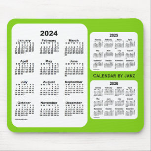 Tapis De Souris Calendrier 3 ans vert jaune 2024-2026 par Janz