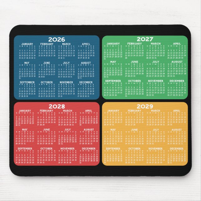 Tapis De Souris Calendrier 4 ans couleurs primaires (Devant)