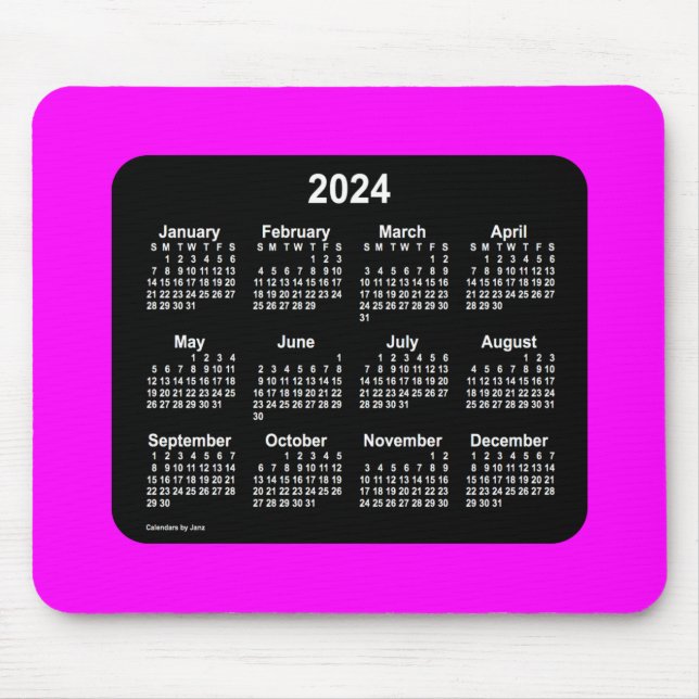 Tapis De Souris Calendrier à deux tons Magenta Neon 2024 par Janz (Devant)