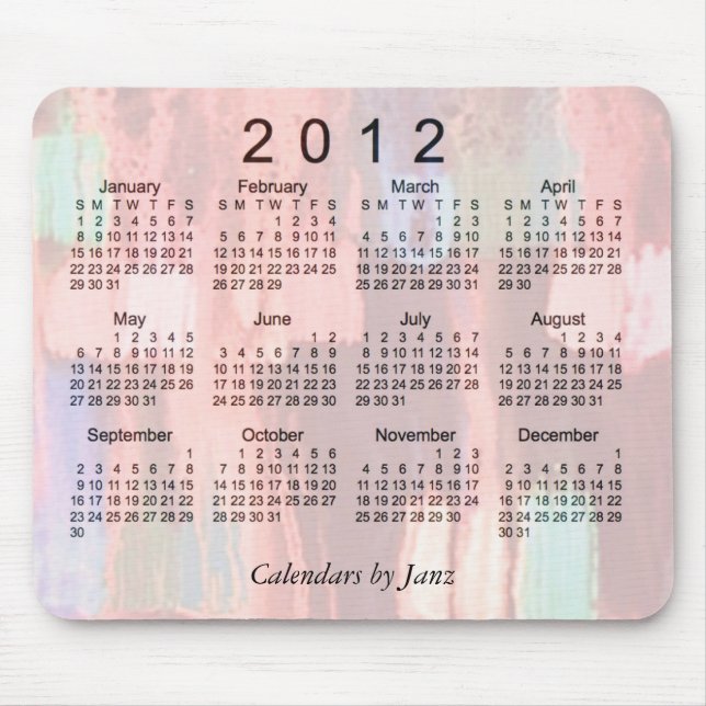 Tapis De Souris Calendrier Abstrait 2012 (Devant)