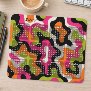 Tapis De Souris Calendrier Abstrait Rétro Moderne 2027
