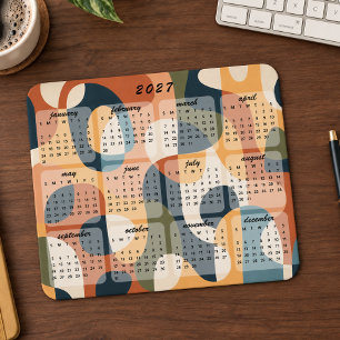 Tapis De Souris Calendrier Abstrait Rétro Moderne 2027