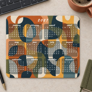 Tapis De Souris Calendrier Abstrait Rétro Moderne 2027