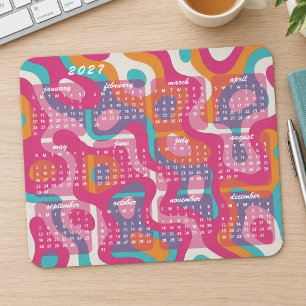Tapis De Souris Calendrier Abstrait Rétro Moderne 2027