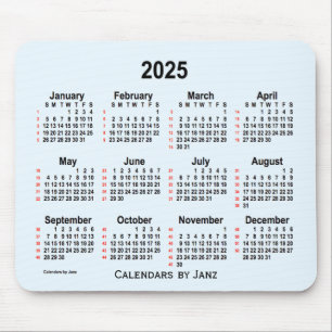 Tapis De Souris Calendrier Alice Blue 52 semaines 2025 par Janz