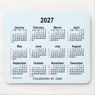 Tapis De Souris Calendrier Alice Blue 52 semaines 2027 par Janz