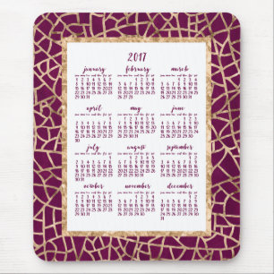 Tapis De Souris Calendrier annuel 2017 Gold Foil Magenta Mouse Pad