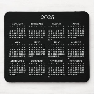 Tapis De Souris Calendrier annuel 2025 Art déco blanc