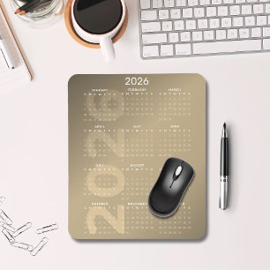 Tapis De Souris Calendrier annuel 2026 Fond dégradé marron