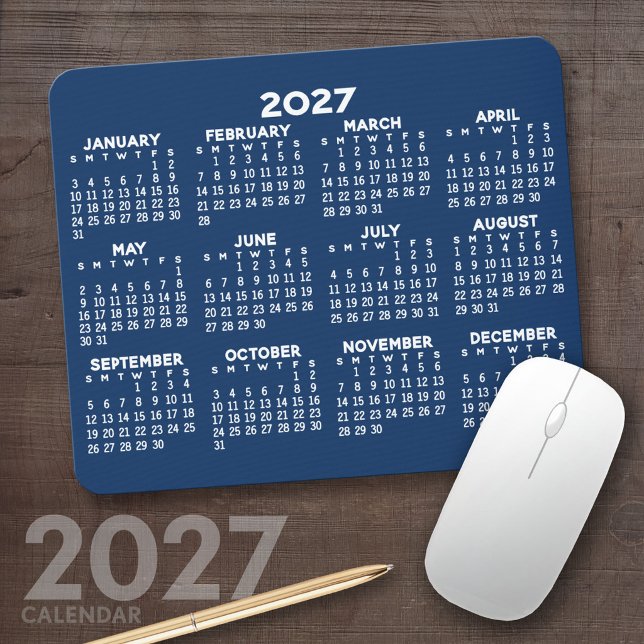 Tapis De Souris Calendrier annuel 2027 - horizontal (2027 Calendar Mousepad)