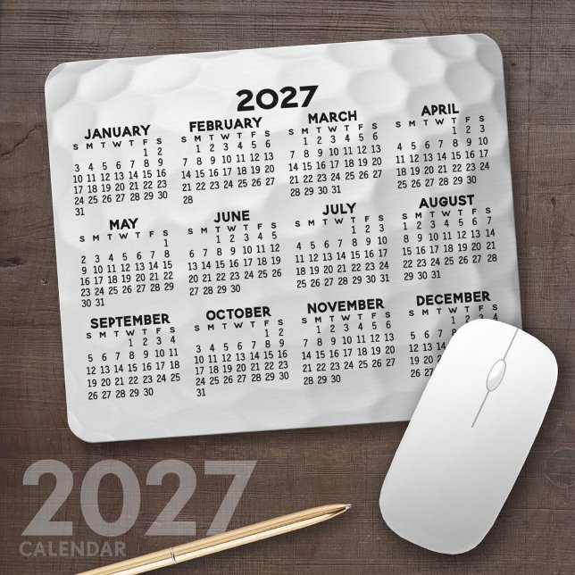 Tapis De Souris Calendrier annuel 2027 - horizontal (2027 Calendar Mousepad)
