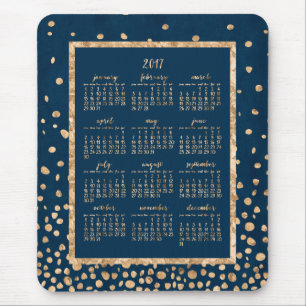 Tapis De Souris Calendrier Annuel Bleu 2017 Mouse Pads Gold Confet