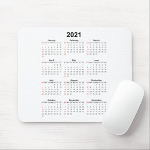 Tapis De Souris Calendrier annuel de base 2021