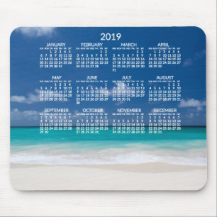 Tapis De Souris Calendrier annuel de plage 2019 Mousepads Ajouter