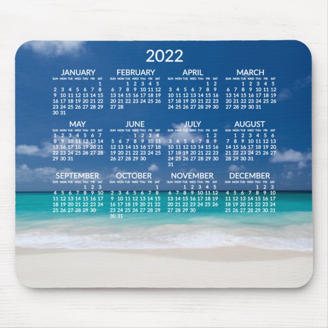 Tapis De Souris Calendrier annuel de plage 2022 Mousepads Ajouter  (Devant)