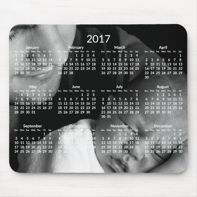 Tapis De Souris Calendrier annuel personnalisé 2017 Mousepads (Devant)