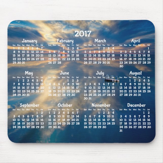 Tapis De Souris Calendrier Annuel Plage 2017 Pad Souris (Devant)