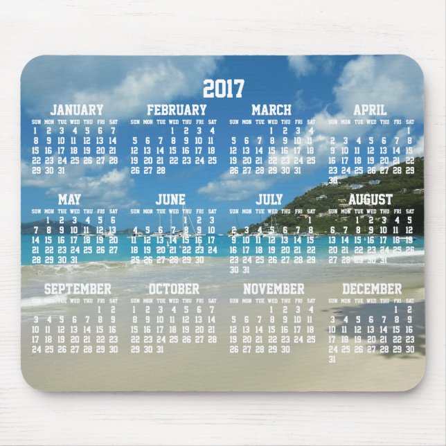 Tapis De Souris Calendrier Annuel Plage 2017 Pads Souris (Devant)