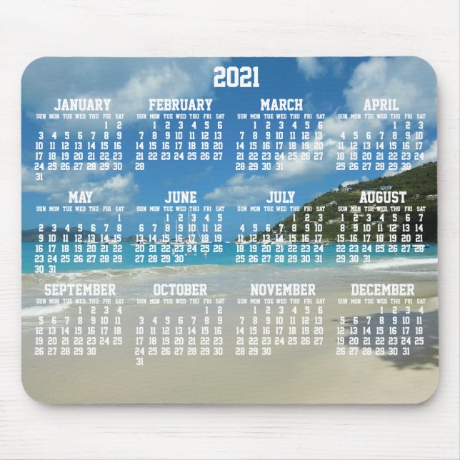 Tapis De Souris Calendrier Annuel Plage 2021 Pads Souris (Devant)