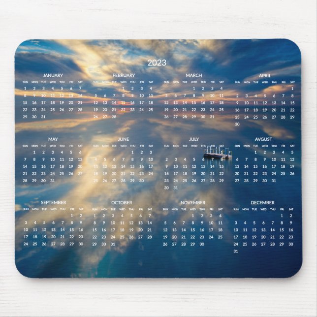 Tapis De Souris Calendrier Annuel Plage 2023 (Devant)