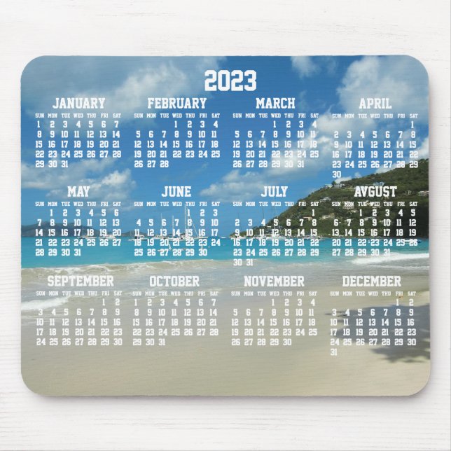 Tapis De Souris Calendrier Annuel Plage 2023 Pads Souris (Devant)