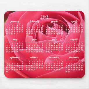 Tapis De Souris Calendrier Annuel rose 2018 Pads Souris