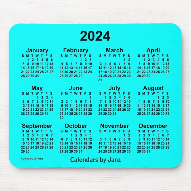 Tapis De Souris Calendrier Aqua 2024 par Janz Mouse Pad (Devant)