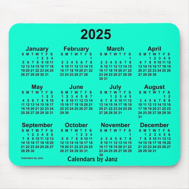 Tapis De Souris Calendrier Aquamarine 2025 par Janz Mouse Pad (Devant)