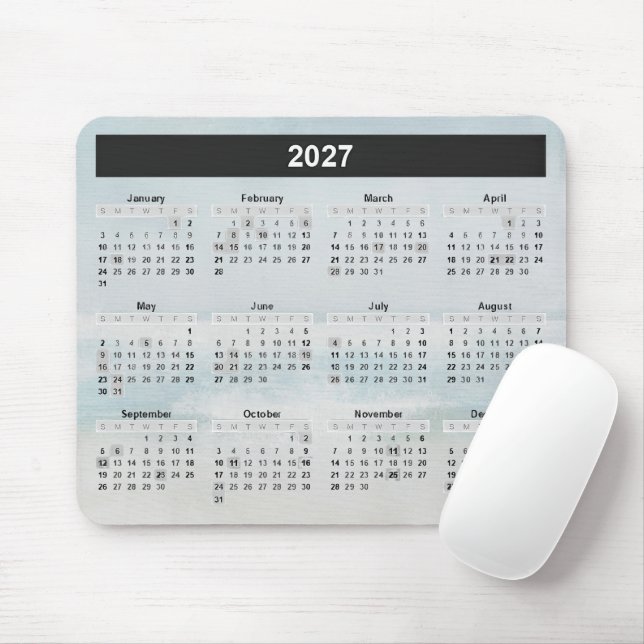 Tapis De Souris Calendrier aquarelle océan 2027 (Avec souris)