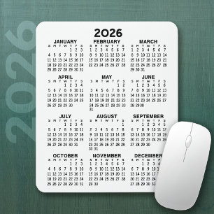 Tapis De Souris Calendrier - arrière - plan blanc - Vertical