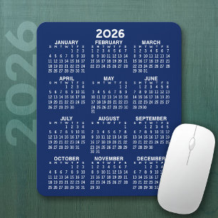 Tapis De Souris Calendrier - arrière - plan bleu marine - Vertical