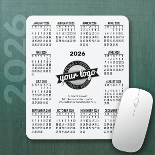 Tapis De Souris Calendrier avec logo, Coordonnées Blanc