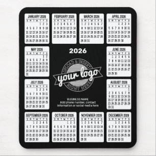 Tapis De Souris Calendrier avec logo Coordonnées Noir Blanc