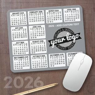 Tapis De Souris Calendrier avec logo et texte - gris et blanc